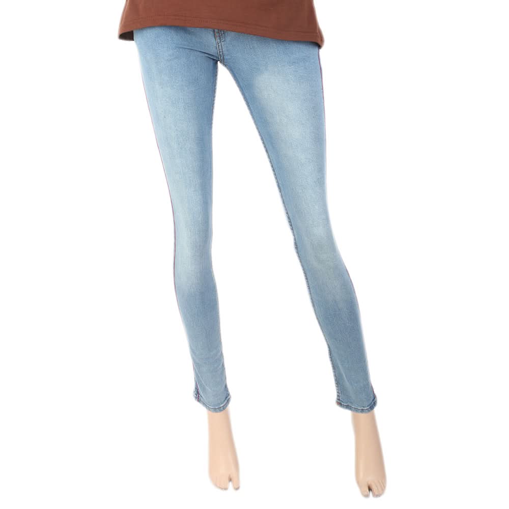 Women's Denim Side Stich Pant - Light Blue, Women, Pants & Tights, Chase Value, Chase Value