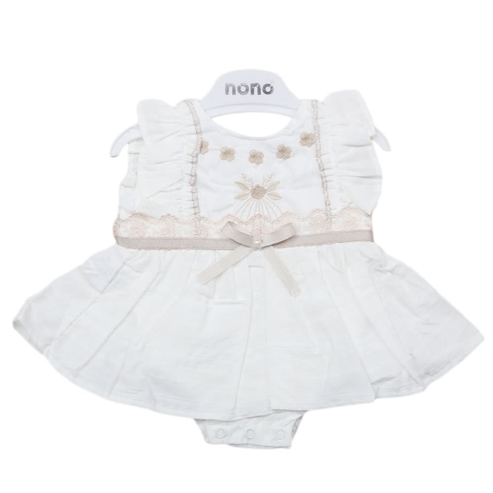 Newborn Half Sleeves Girls Romper - White, Kids, Newborn Girls Rompers, Chase Value, Chase Value