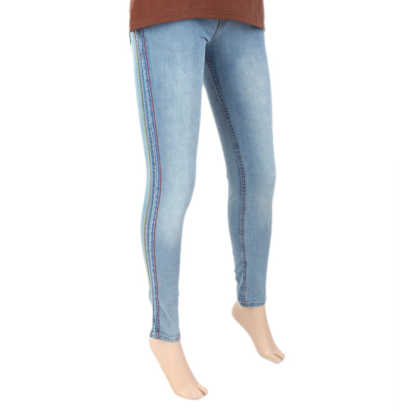 Women's Denim Side Stich Pant - Light Blue, Women, Pants & Tights, Chase Value, Chase Value