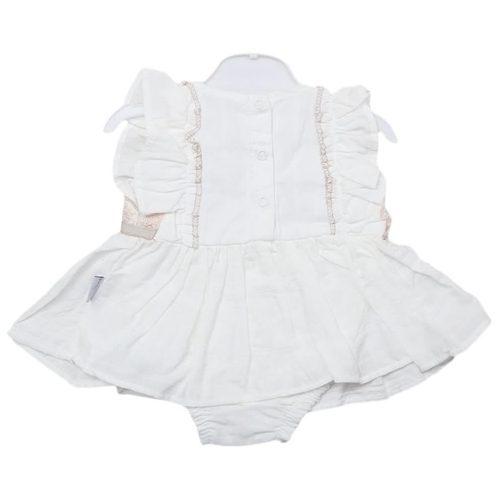 Newborn Half Sleeves Girls Romper - White, Kids, Newborn Girls Rompers, Chase Value, Chase Value