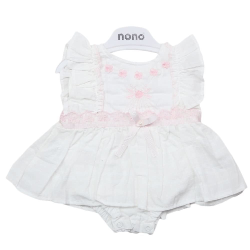 Newborn Half Sleeves Girls Romper - White, Kids, Newborn Girls Rompers, Chase Value, Chase Value
