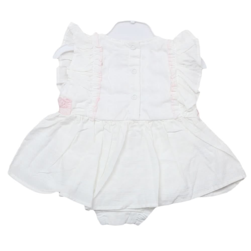 Newborn Half Sleeves Girls Romper - White, Kids, Newborn Girls Rompers, Chase Value, Chase Value