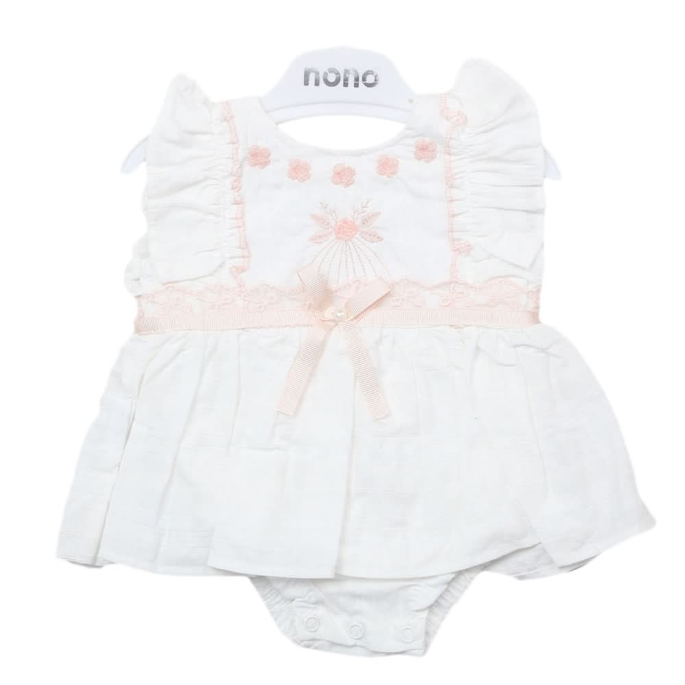 Newborn Half Sleeves Girls Romper - White, Kids, Newborn Girls Rompers, Chase Value, Chase Value