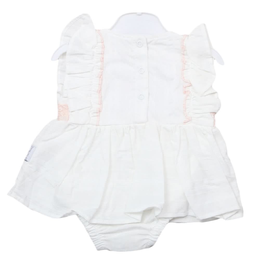 Newborn Half Sleeves Girls Romper - White, Kids, Newborn Girls Rompers, Chase Value, Chase Value