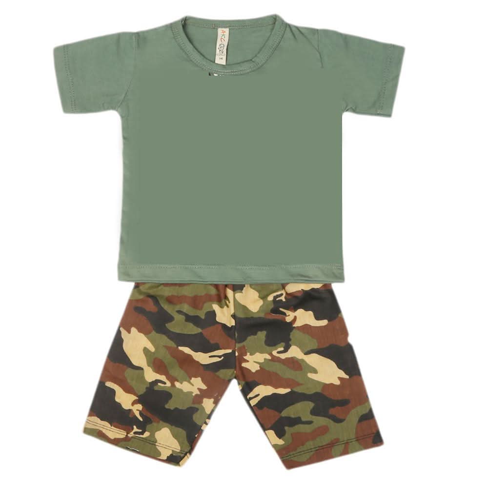 Boys 2 Pcs Suit Half Sleeves - Green, Kids, Boys Sets And Suits, Chase Value, Chase Value