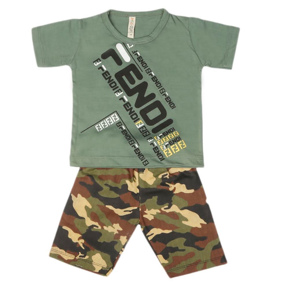 Boys 2 Pcs Suit Half Sleeves - Green, Kids, Boys Sets And Suits, Chase Value, Chase Value