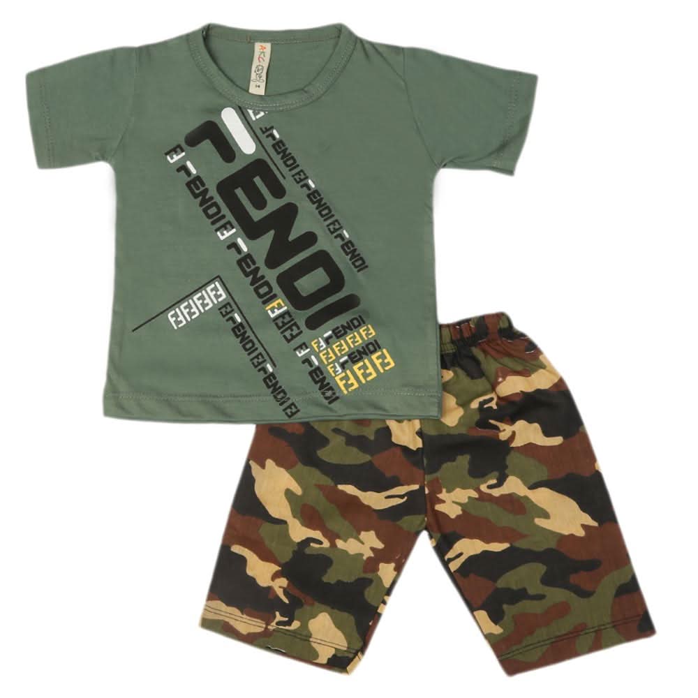 Boys 2 Pcs Suit Half Sleeves - Green, Kids, Boys Sets And Suits, Chase Value, Chase Value