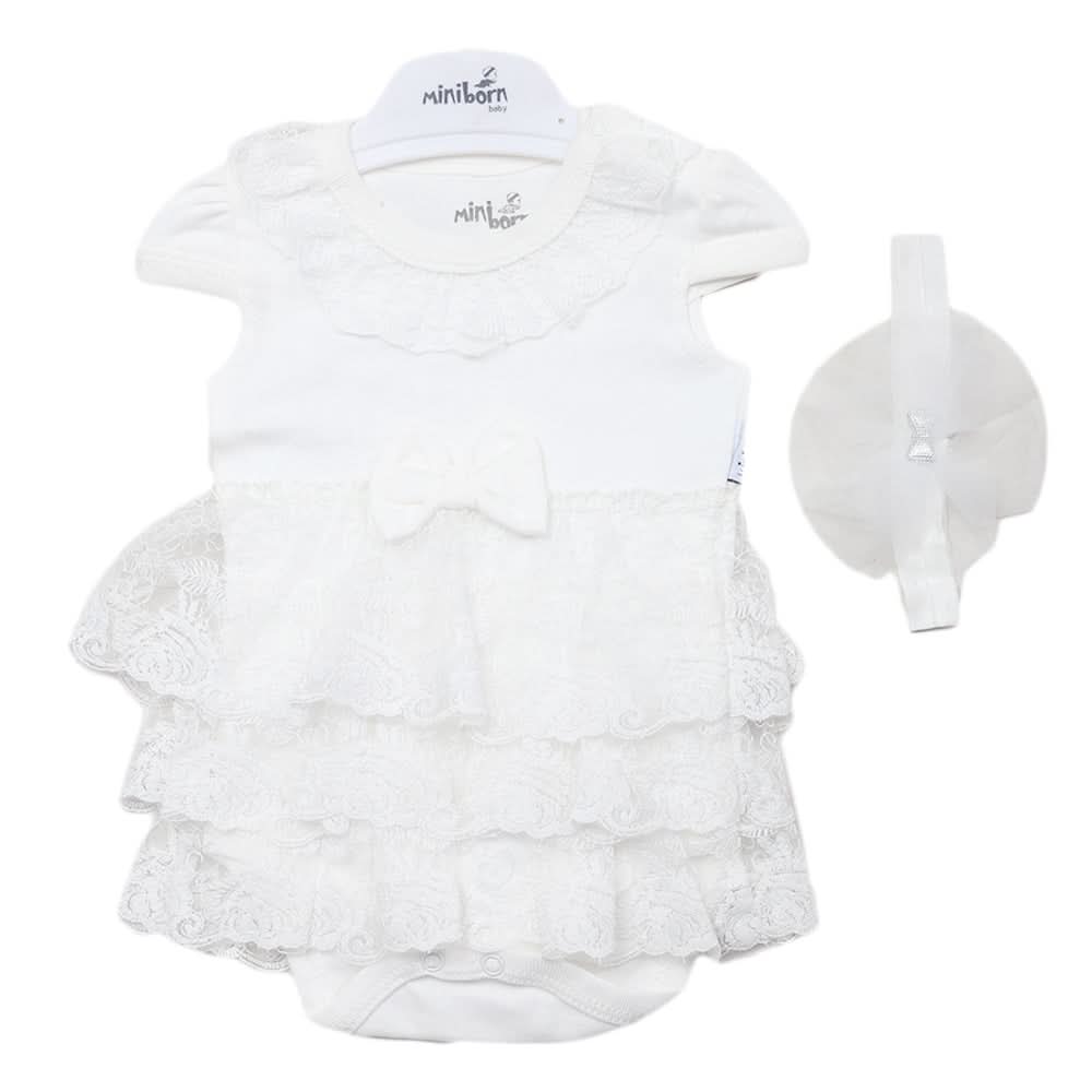 Newborn Half Sleeves Girls Romper - White, Kids, Newborn Girls Rompers, Chase Value, Chase Value