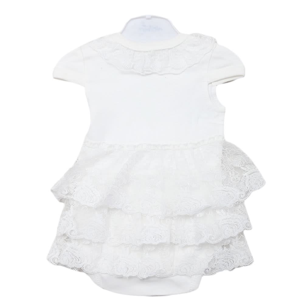 Newborn Half Sleeves Girls Romper - White, Kids, Newborn Girls Rompers, Chase Value, Chase Value