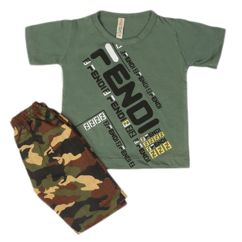 Boys 2 Pcs Suit Half Sleeves - Green, Kids, Boys Sets And Suits, Chase Value, Chase Value