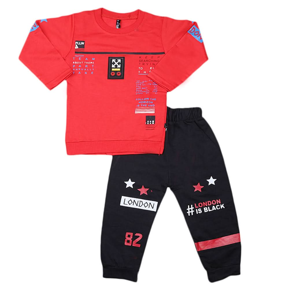 Boys Full Sleeves 2 Pcs Suit - Red, Kids, Boys Sets And Suits, Chase Value, Chase Value