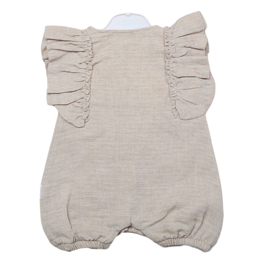 Newborns Half Sleeves Girls Romper - Beige, Kids, Newborn Girls Rompers, Chase Value, Chase Value