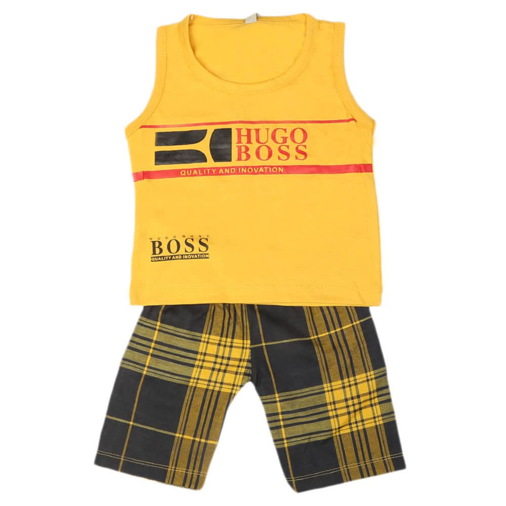 Boys 2 Pcs Suit Sando - Yellow, Kids, Boys Sets And Suits, Chase Value, Chase Value