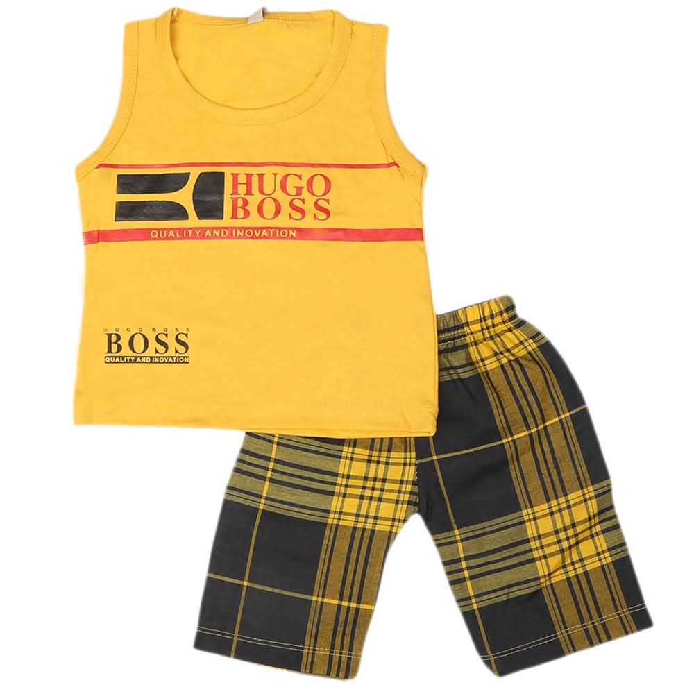 Boys 2 Pcs Suit Sando - Yellow, Kids, Boys Sets And Suits, Chase Value, Chase Value
