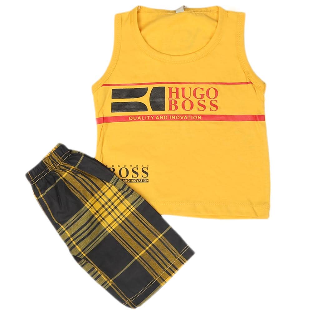 Boys 2 Pcs Suit Sando - Yellow, Kids, Boys Sets And Suits, Chase Value, Chase Value