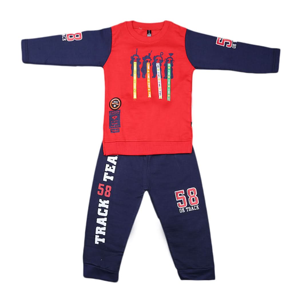 Boys Full Sleeves 2 Pcs Suit - Red, Kids, Boys Sets And Suits, Chase Value, Chase Value