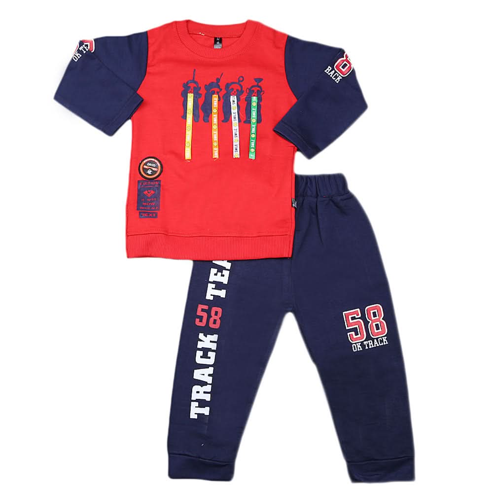 Boys Full Sleeves 2 Pcs Suit - Red, Kids, Boys Sets And Suits, Chase Value, Chase Value