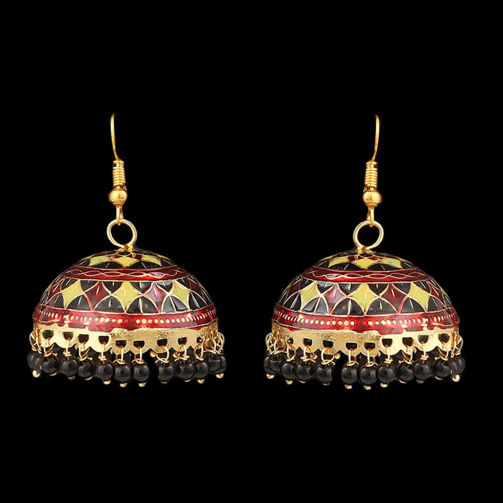Women's Fancy Ear Jhumki - Golden - Black, Jewellery, Chase Value, Chase Value