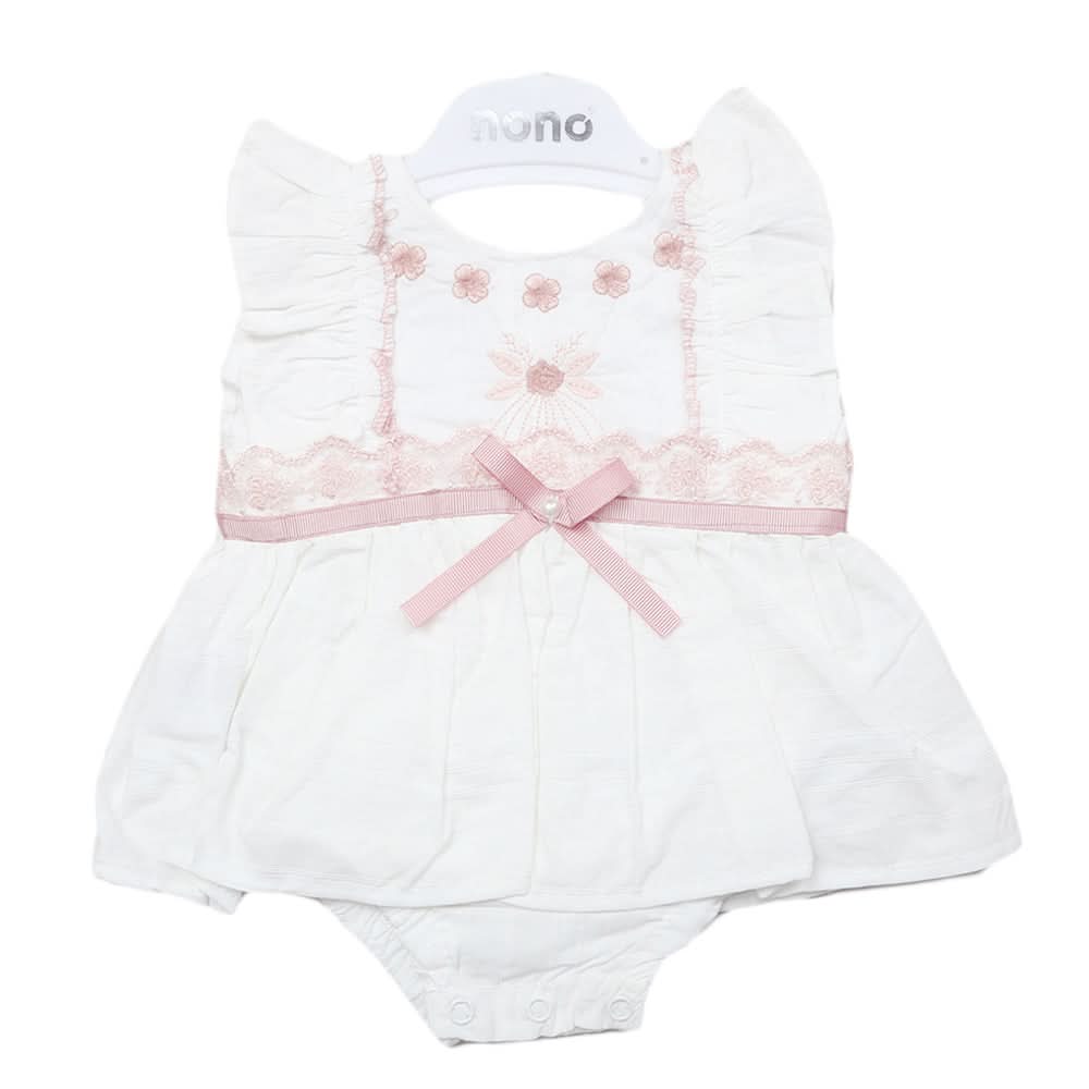 Newborn Half Sleeves Girls Romper - White, Kids, Newborn Girls Rompers, Chase Value, Chase Value