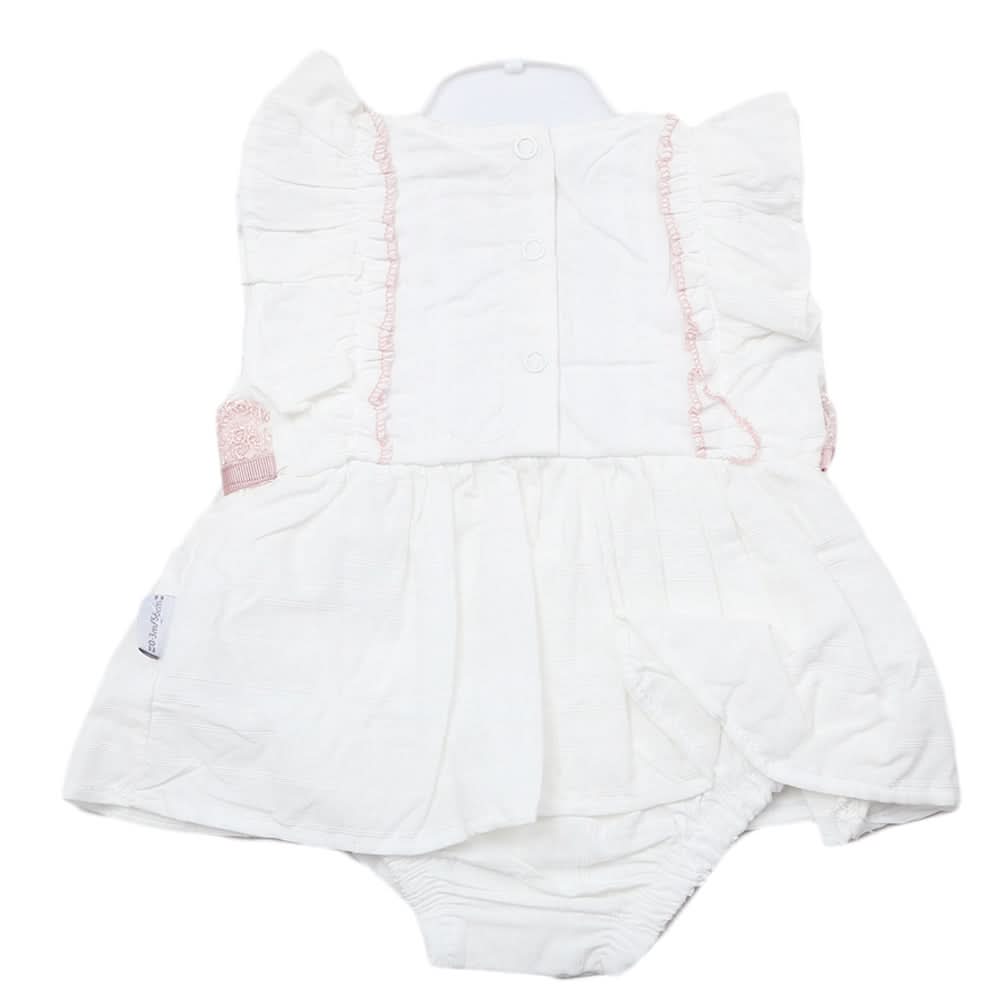 Newborn Half Sleeves Girls Romper - White, Kids, Newborn Girls Rompers, Chase Value, Chase Value