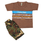 Boys 2 Pcs Suit Half Sleeves - Brown, Kids, Boys Sets And Suits, Chase Value, Chase Value