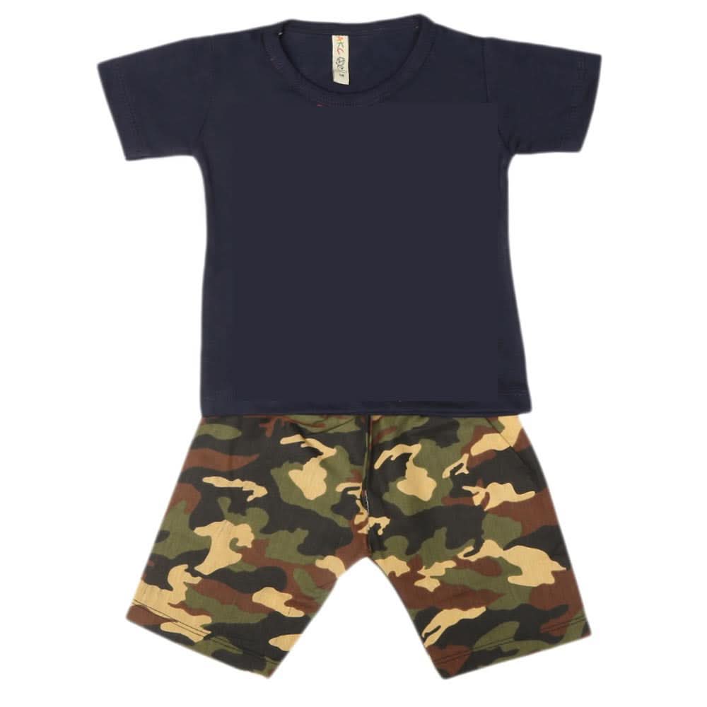 Boys 2 Pcs Suit Half Sleeves - Navy Blue, Kids, Boys Sets And Suits, Chase Value, Chase Value