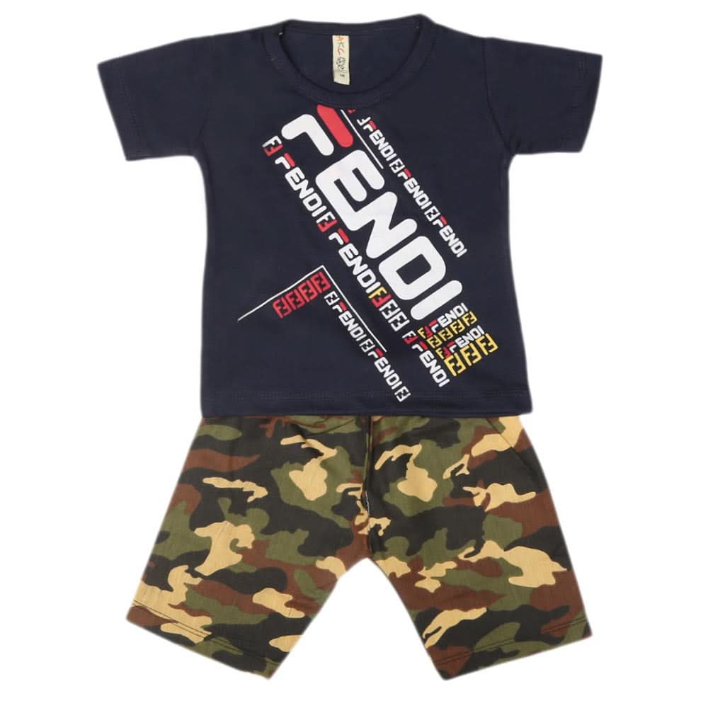 Boys 2 Pcs Suit Half Sleeves - Navy Blue, Kids, Boys Sets And Suits, Chase Value, Chase Value