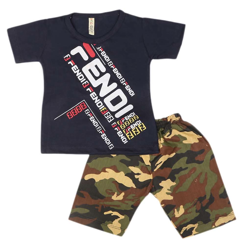 Boys 2 Pcs Suit Half Sleeves - Navy Blue, Kids, Boys Sets And Suits, Chase Value, Chase Value