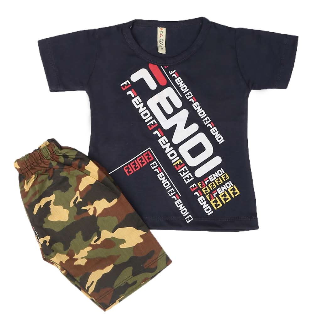 Boys 2 Pcs Suit Half Sleeves - Navy Blue, Kids, Boys Sets And Suits, Chase Value, Chase Value