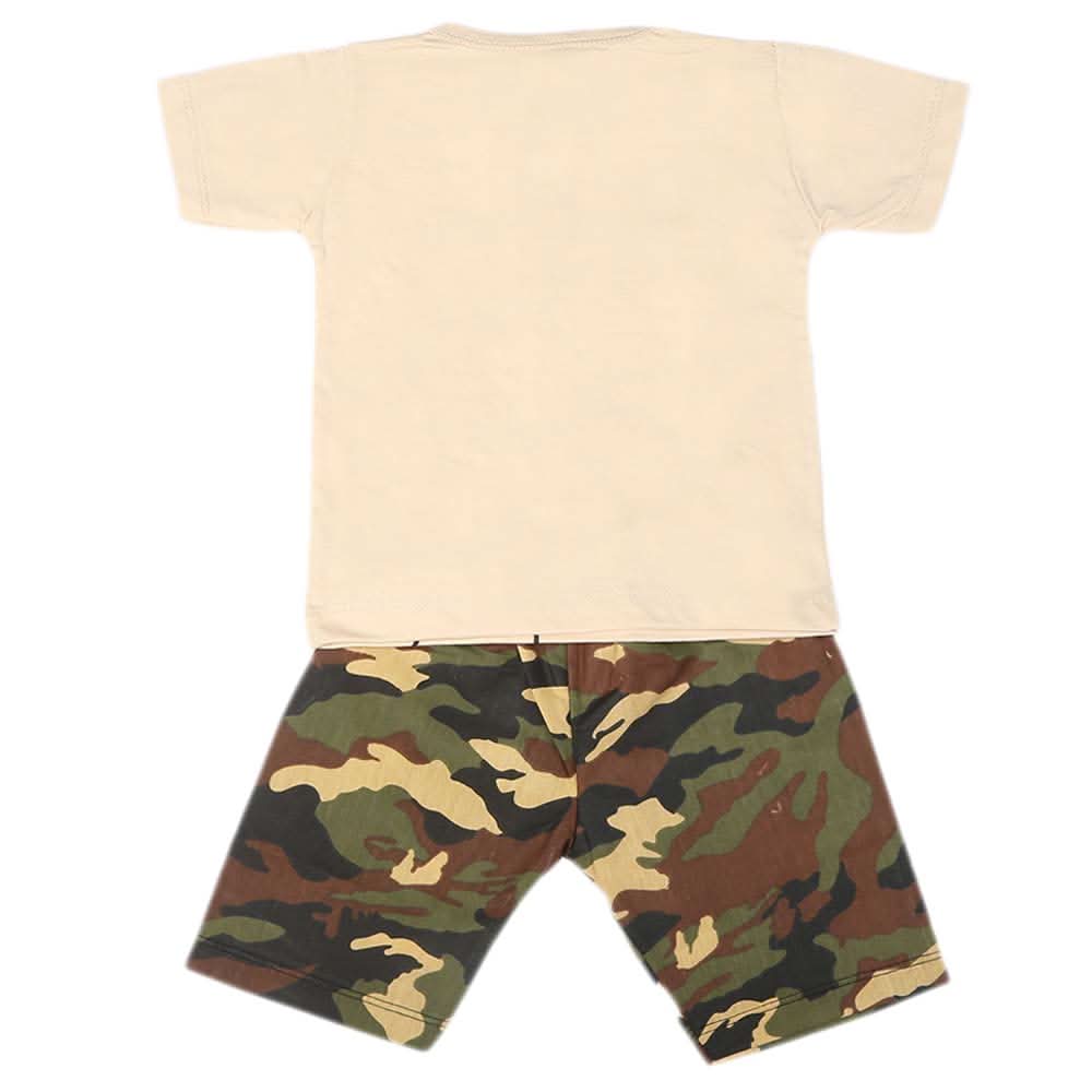 Boys 2 Pcs Suit Half Sleeves - Fawn, Kids, Boys Sets And Suits, Chase Value, Chase Value