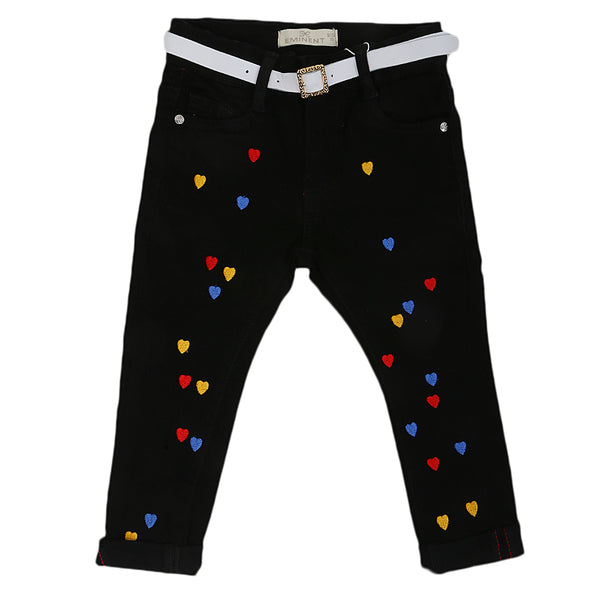 Eminent Girls Embroidered Denim Pant - Black, Kids, Girls Pants And Capri, Eminent, Chase Value