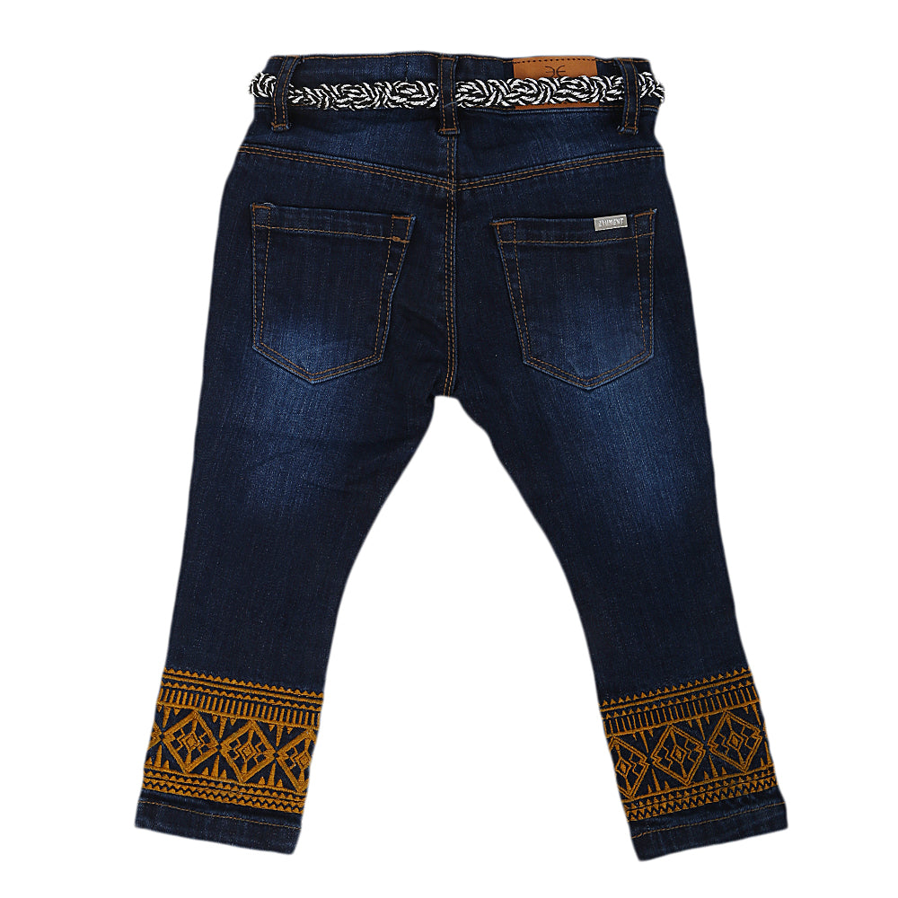 Eminent Girls Embroidered Denim Pant - Dark Blue, Kids, Girls Pants And Capri, Eminent, Chase Value