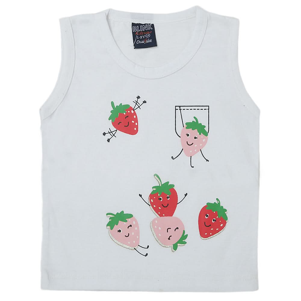 Girl's Sando T-Shirts - White, Kids, Girls T-Shirts, Chase Value, Chase Value