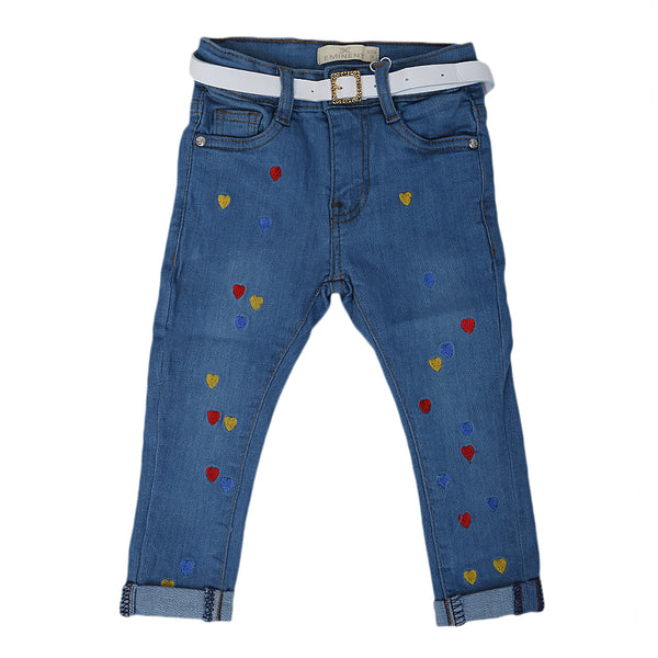 Eminent Girls Embroidered Denim Pant - Blue, Kids, Girls Pants And Capri, Eminent, Chase Value