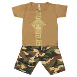 Boys 2 Pcs Suit Half Sleeves - Khaki, Kids, Boys Sets And Suits, Chase Value, Chase Value