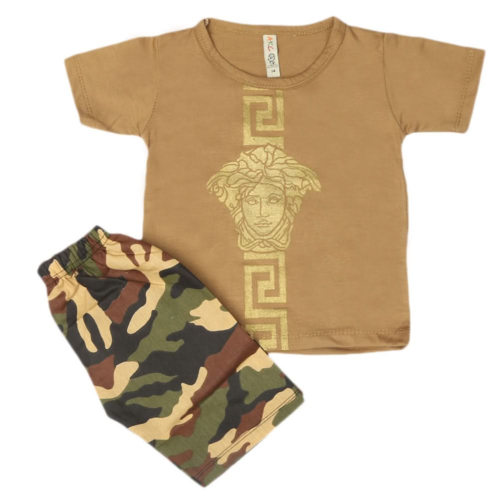 Boys 2 Pcs Suit Half Sleeves - Khaki, Kids, Boys Sets And Suits, Chase Value, Chase Value