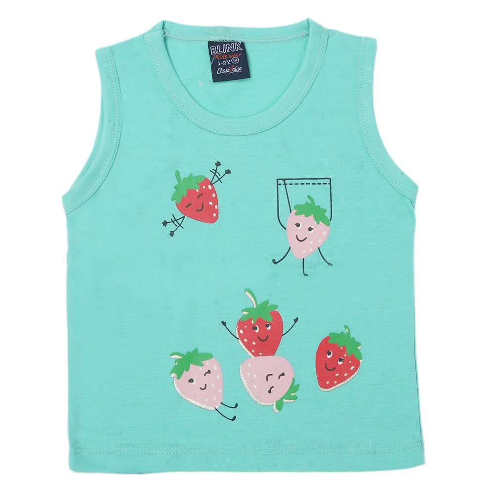 Girl's Sando T-Shirts - Cyan, Kids, Girls T-Shirts, Chase Value, Chase Value