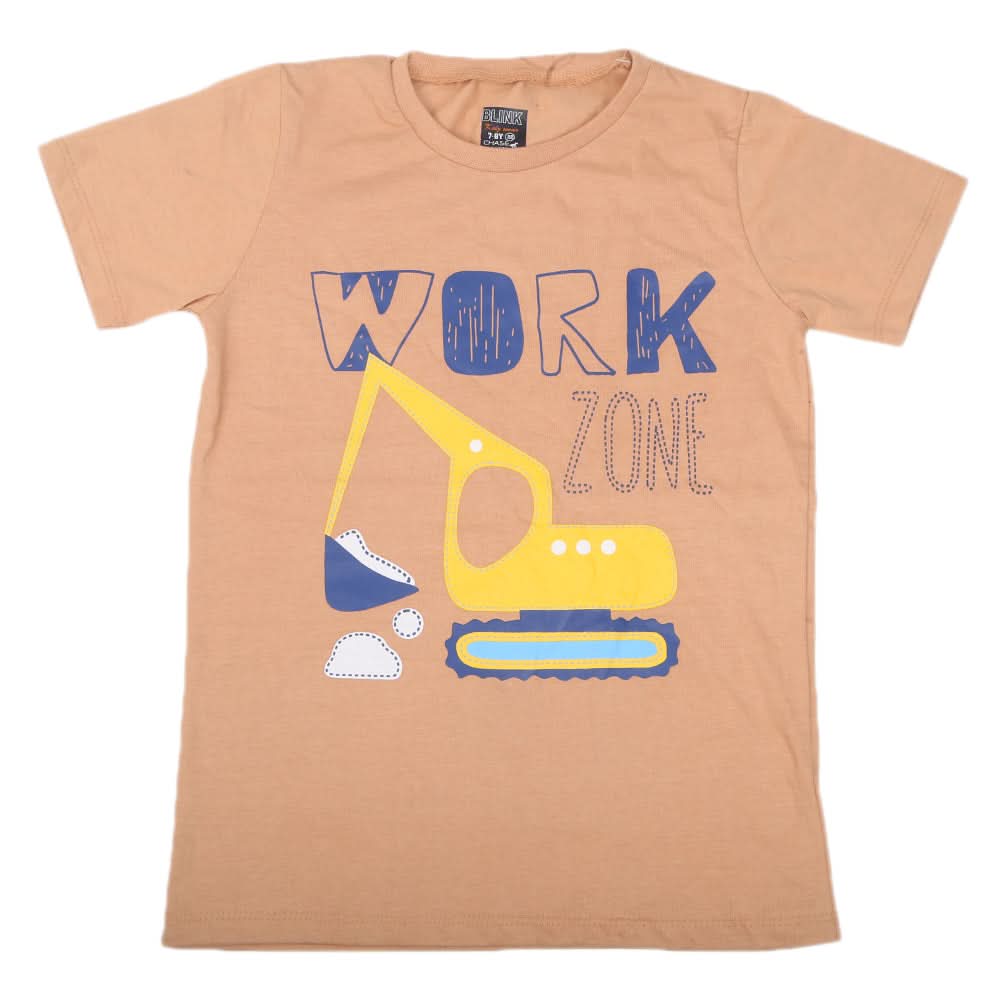 Boys Half Sleeves Jersey T-Shirt 4129 - Light Brown, Kids, Boys T-Shirts, Chase Value, Chase Value