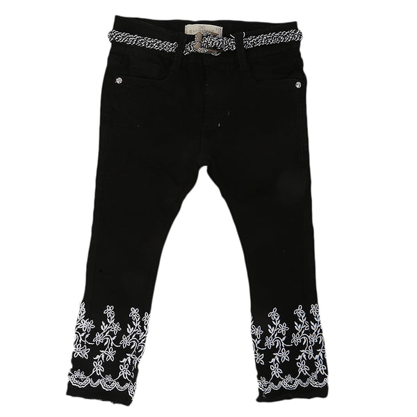 Eminent Girls Embroidered Denim Pant - Balck, Kids, Girls Pants And Capri, Eminent, Chase Value