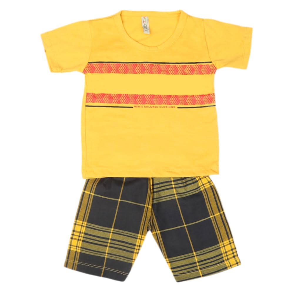 Boys 2 Pcs Suit Half Sleeves - Yellow, Kids, Boys Sets And Suits, Chase Value, Chase Value