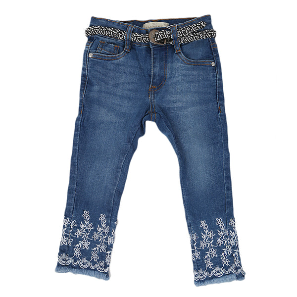 Eminent Girls Embroidered Denim Pant - Blue, Kids, Girls Pants And Capri, Eminent, Chase Value