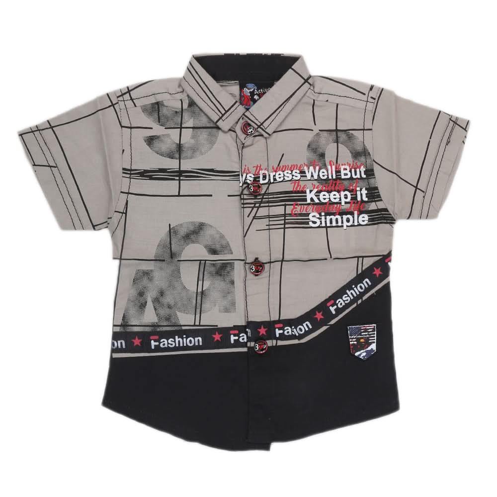 Boys Half Sleeves Casual Shirt - Grey, Kids, Boys Shirts, Chase Value, Chase Value