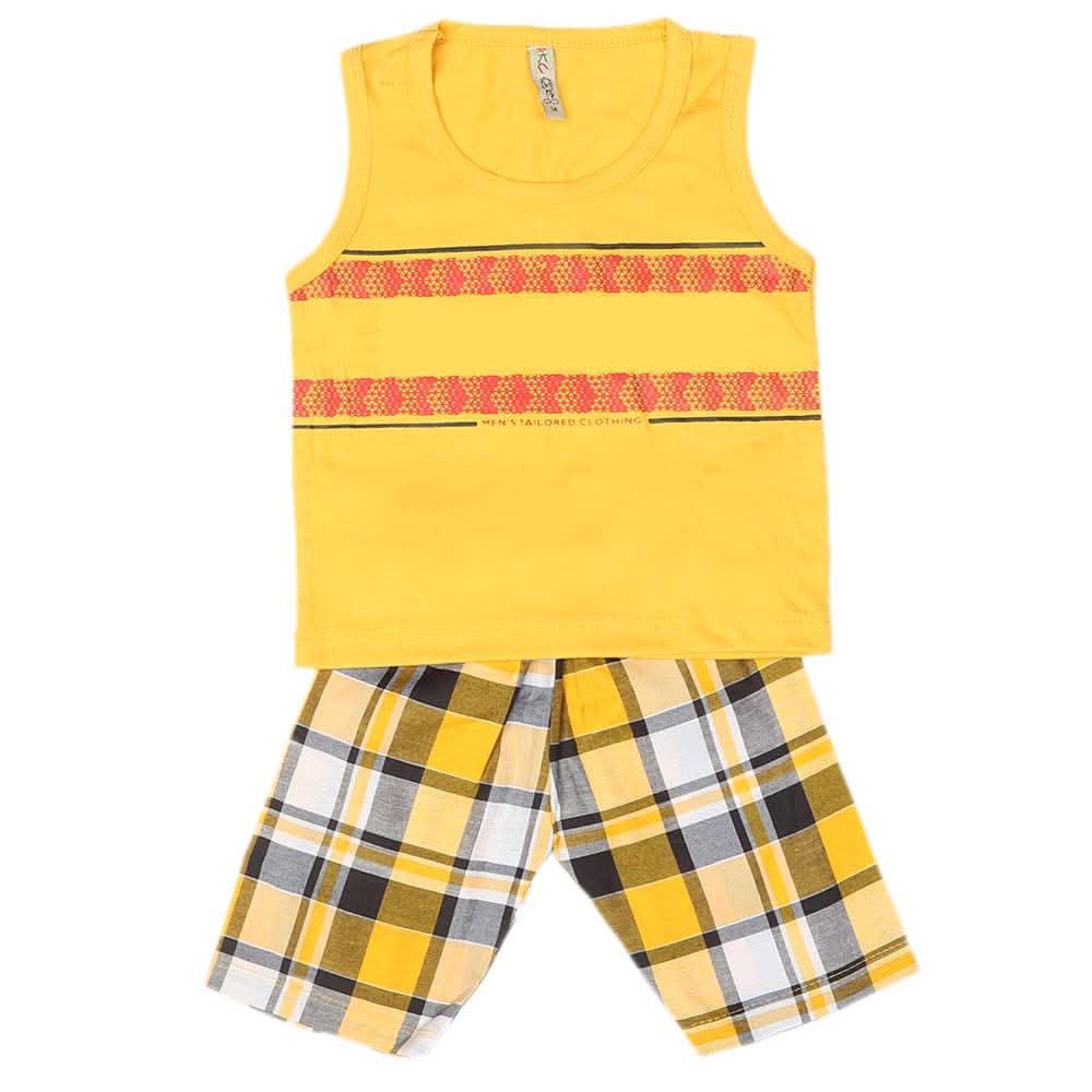 Boys 2 Pcs Suit Sando - Yellow, Kids, Boys Sets And Suits, Chase Value, Chase Value