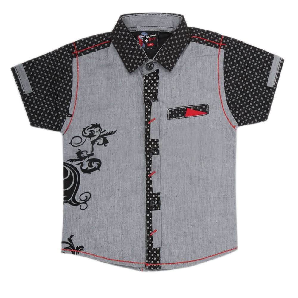 Boys Half Sleeves Casual Shirt - Grey, Kids, Boys Shirts, Chase Value, Chase Value