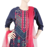 Women's Front Embroidered 3Pcs Suit - Navy Blue, Women, Shalwar Suits, Chase Value, Chase Value