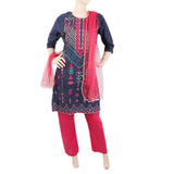Women's Front Embroidered 3Pcs Suit - Navy Blue, Women, Shalwar Suits, Chase Value, Chase Value