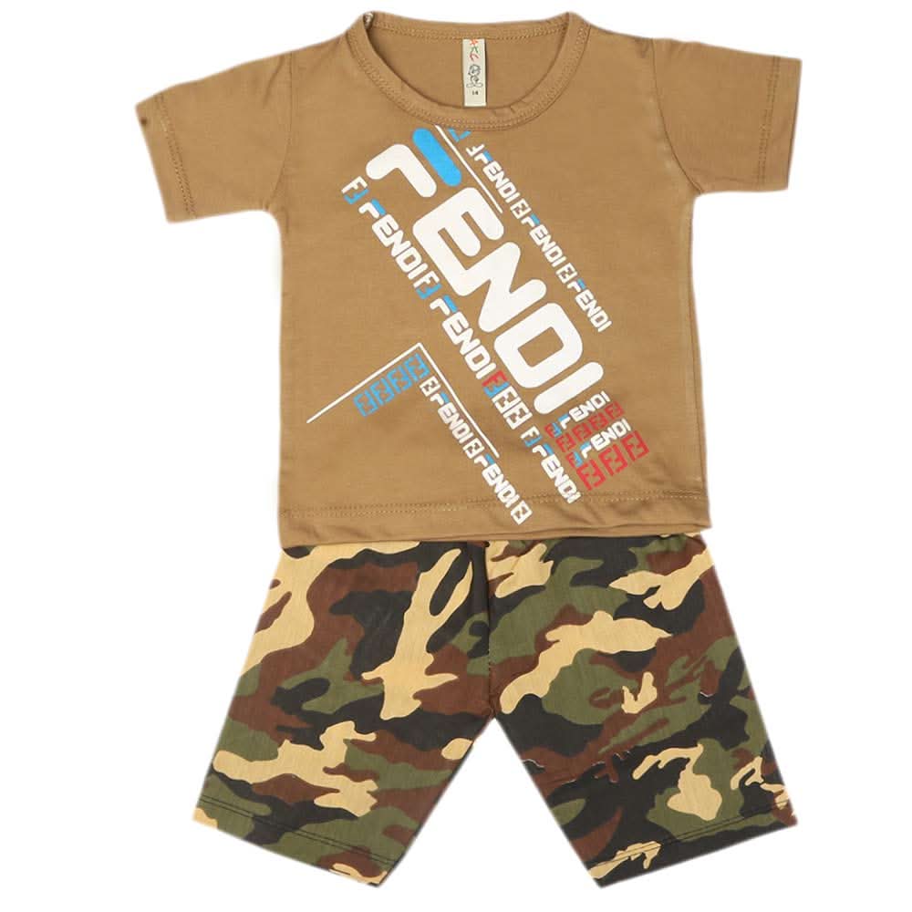 Boys 2 Pcs Suit Half Sleeves - Khaki, Kids, Boys Sets And Suits, Chase Value, Chase Value