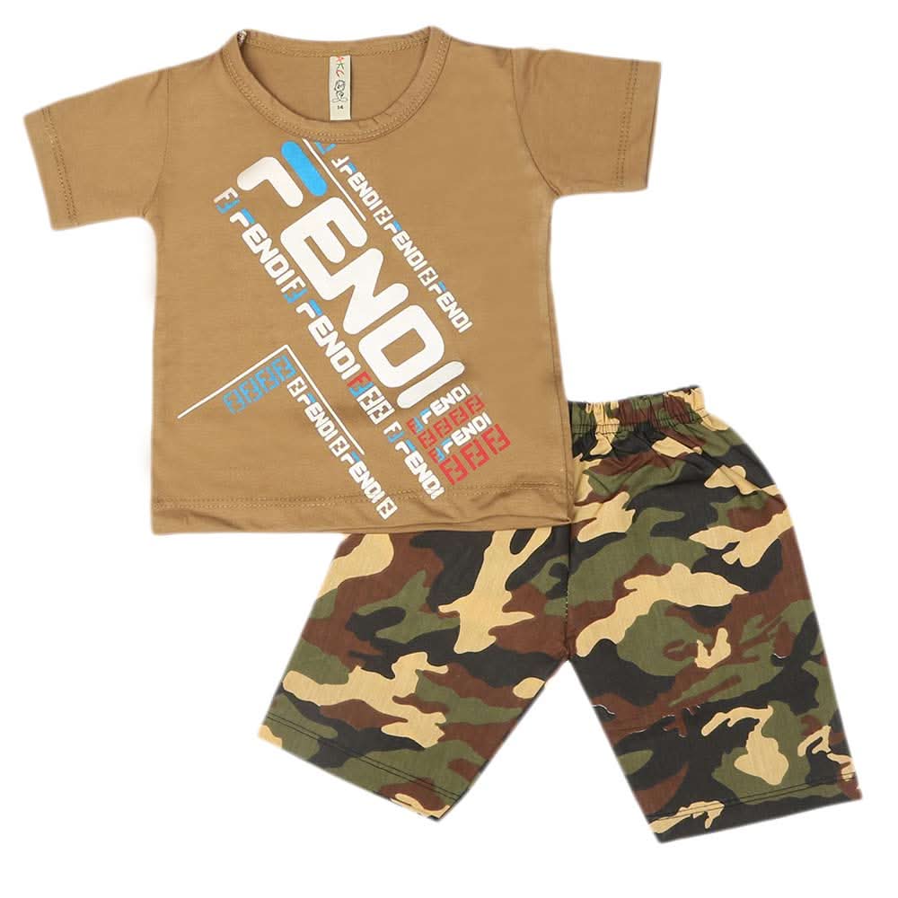 Boys 2 Pcs Suit Half Sleeves - Khaki, Kids, Boys Sets And Suits, Chase Value, Chase Value