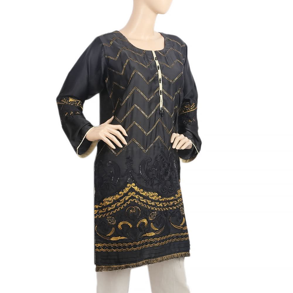 Women's Embroidered Kurti - Black, Women, Ready Kurtis, Chase Value, Chase Value