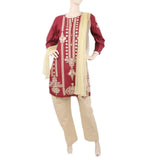Women's Embroidered 3Pcs Suit - Maroon, Women, Shalwar Suits, Chase Value, Chase Value